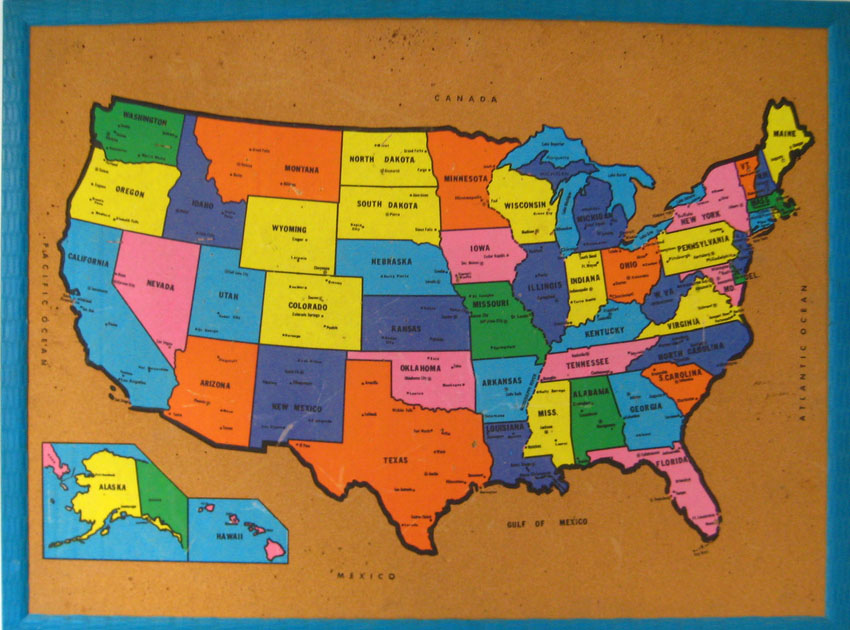 United States Map, Click on state name to the left to go there
